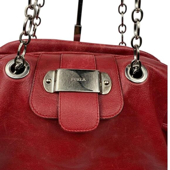 furla red leather chain shoulder - Picture 3 of 7